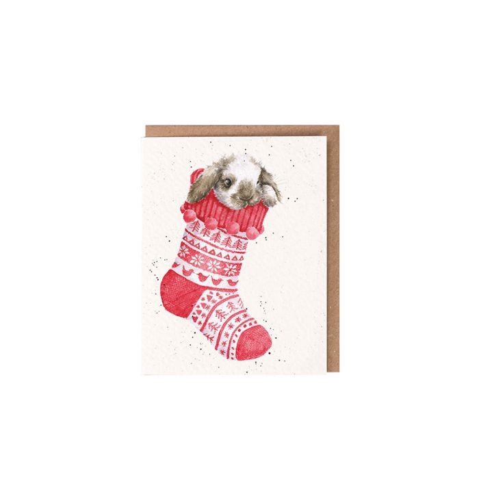 'Christmas Stocking' Rabbit Gift Enclosure Card