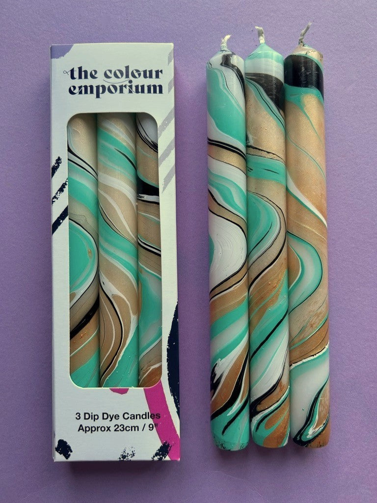 After Eight Marbled Dinner Candle Trio