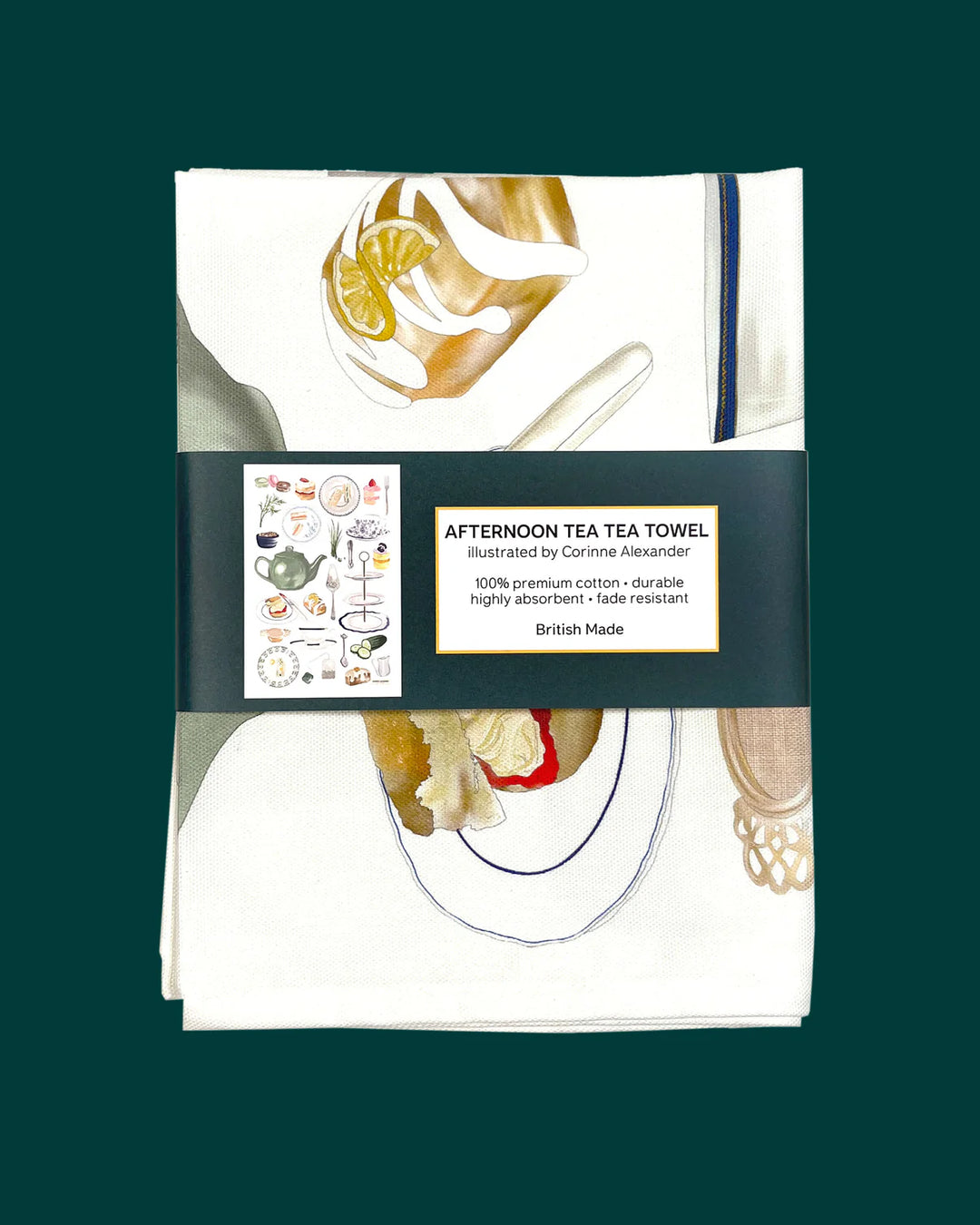 Afternoon Tea Tea Towel by Corinne Alexander