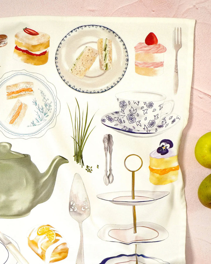 Afternoon Tea Tea Towel by Corinne Alexander