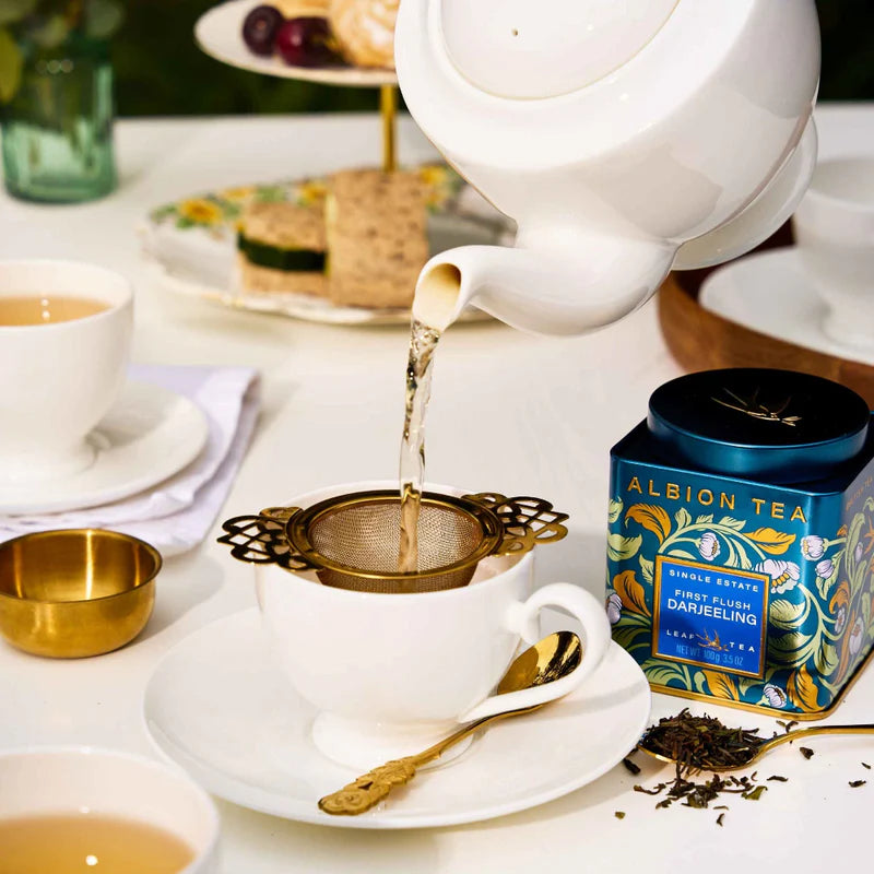 Albion Gold Tea Strainer with Bowl