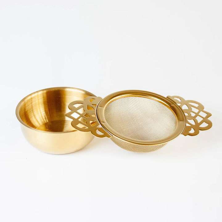 Albion Gold Tea Strainer with Bowl