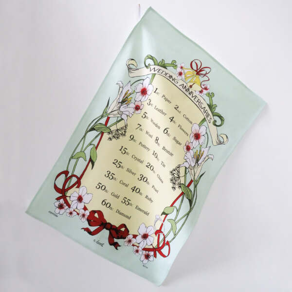 Wedding Anniversaries Cotton Tea Towel