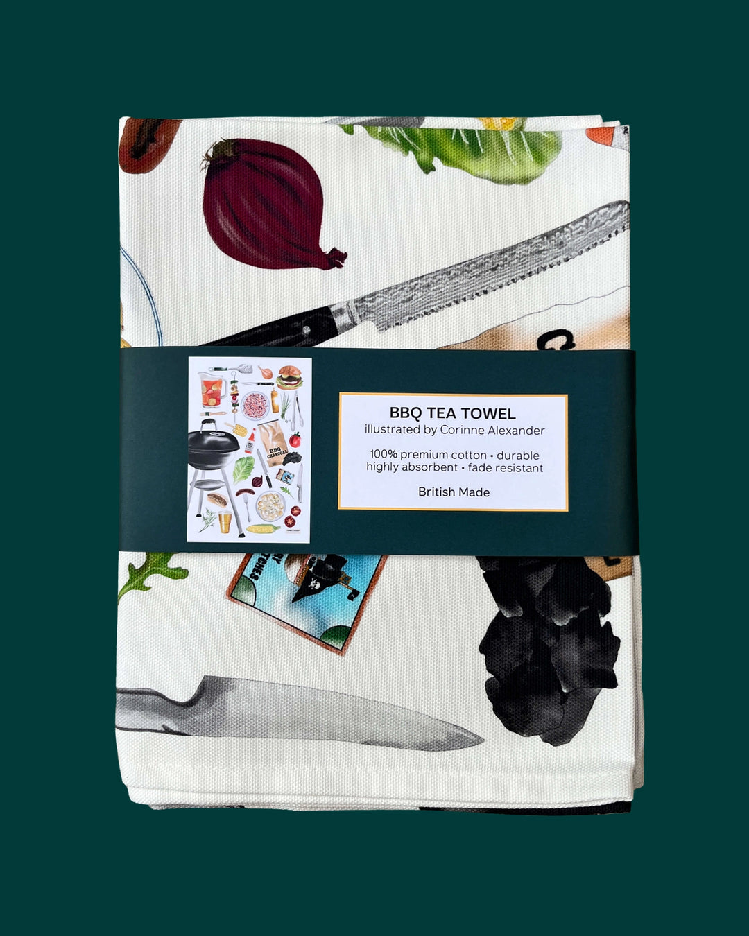 BBQ Tea Towel by Corinne Alexander
