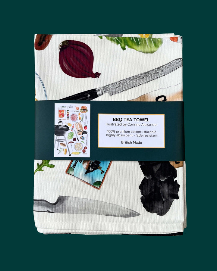 BBQ Tea Towel by Corinne Alexander