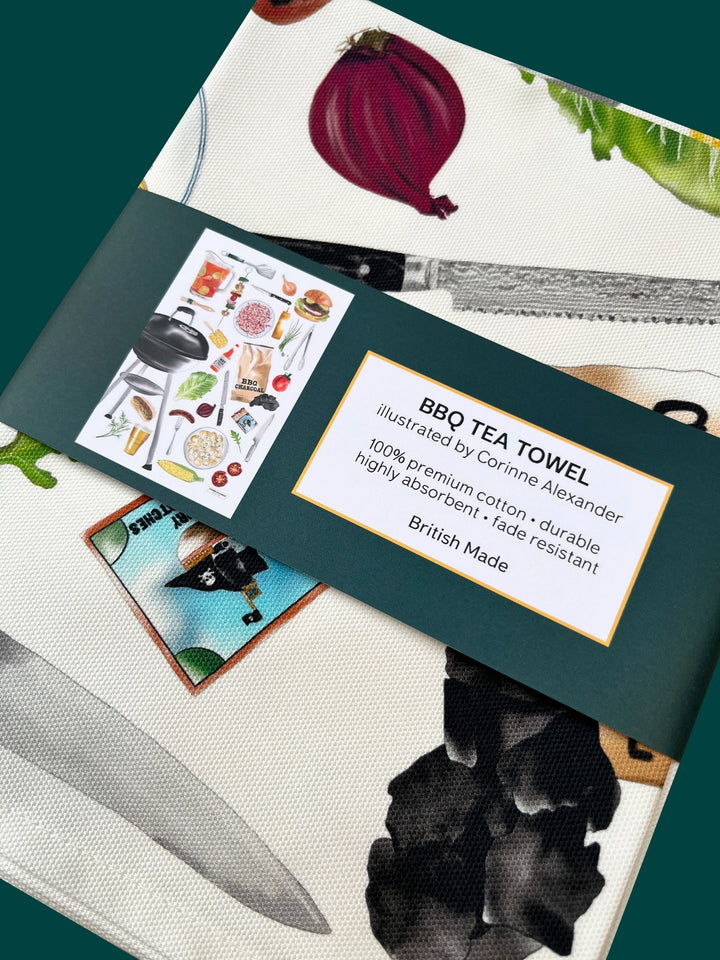 BBQ Tea Towel by Corinne Alexander