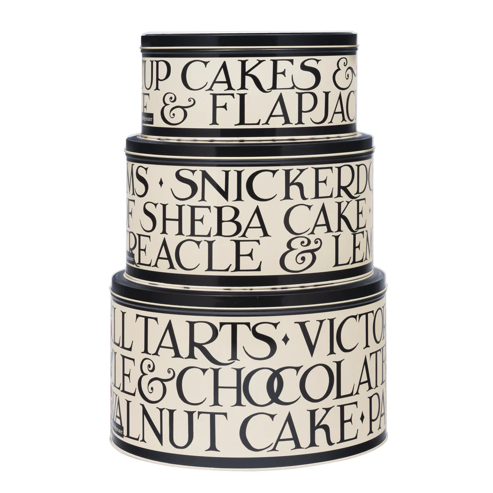Black Toast Set of 3 Cake Tins (Black Bands)