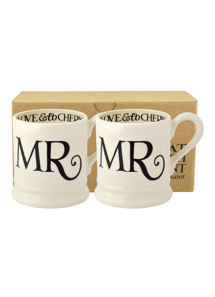 Black Toast Mr. & Mr. Set of 2 1/2 Pint Mugs