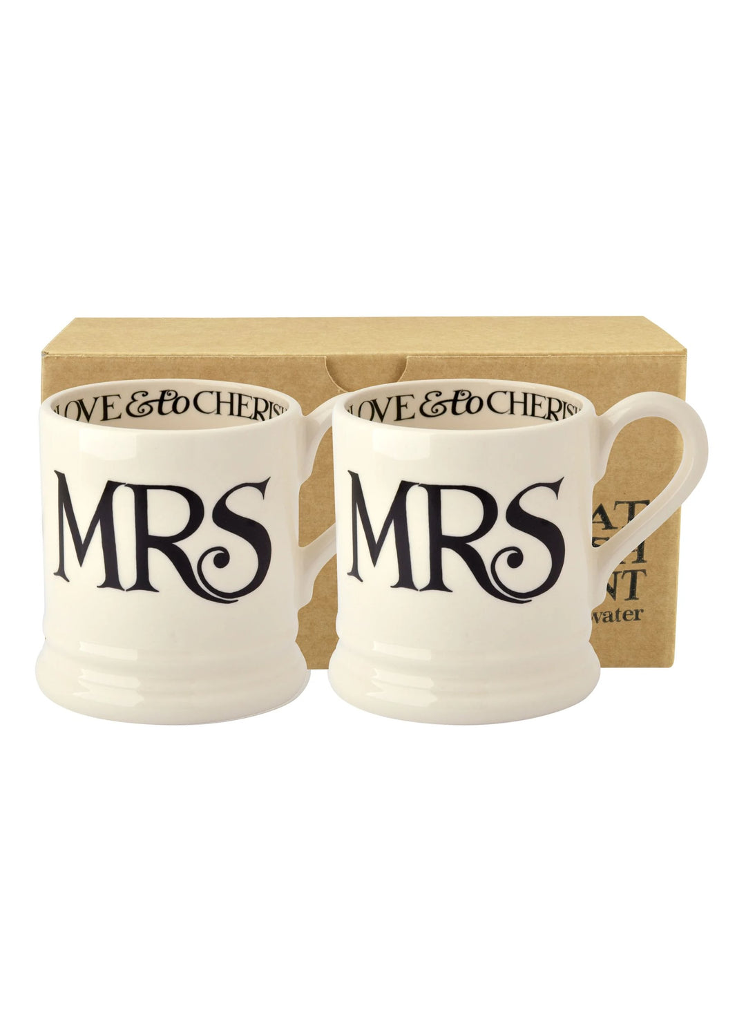 Black Toast Mrs. & Mrs. Set of 2 1/2 Pint Mugs