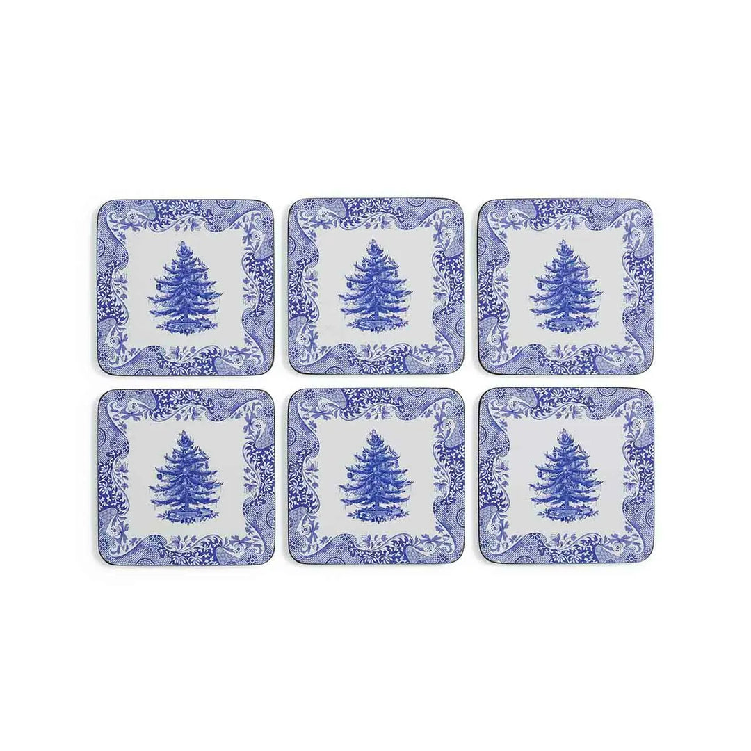Spode Blue Italian Christmas Coasters Set of 6