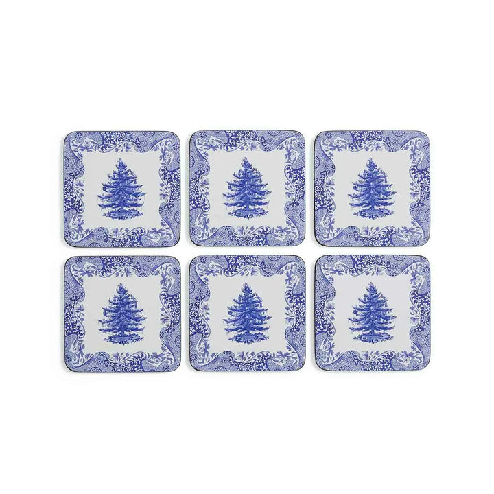Spode Blue Italian Christmas Coasters Set of 6