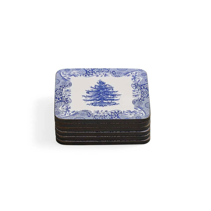 Spode Blue Italian Christmas Coasters Set of 6