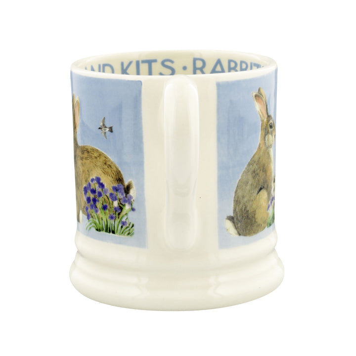 Bright New Morning Blue Rabbits & Kits 1/2 Pint Mug