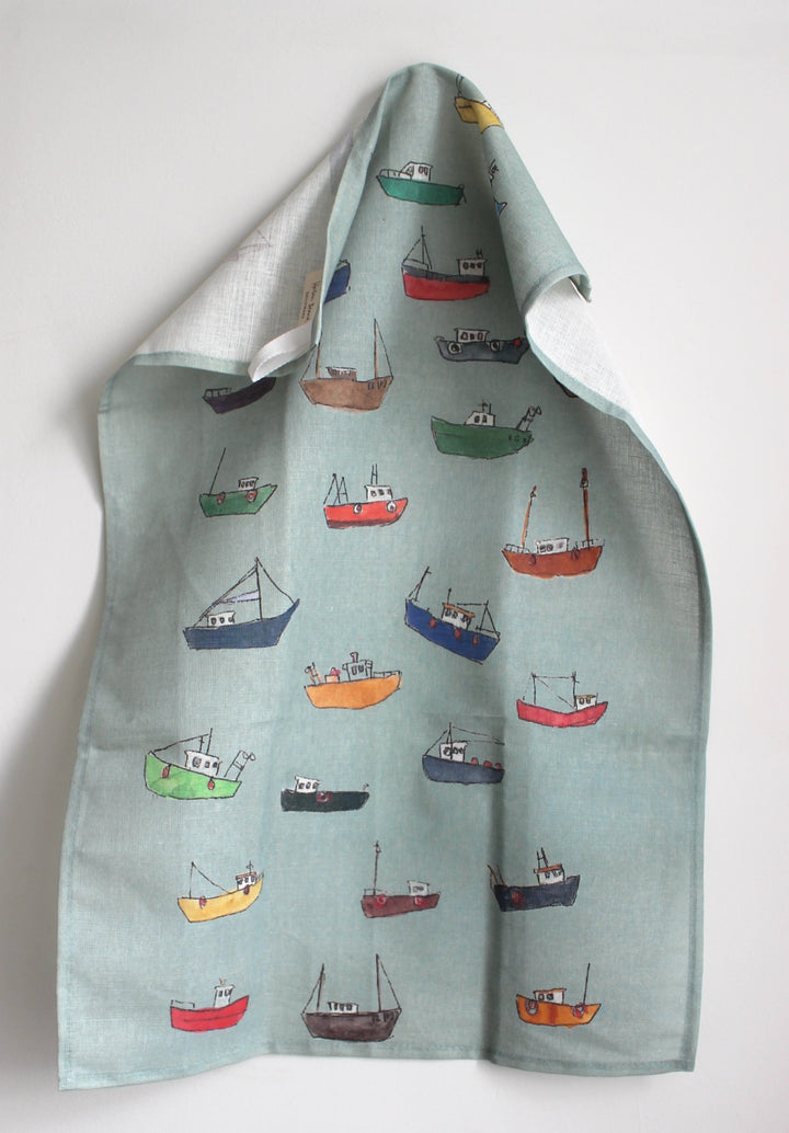 Bobbing Boats Linen/Cotton Tea Towel