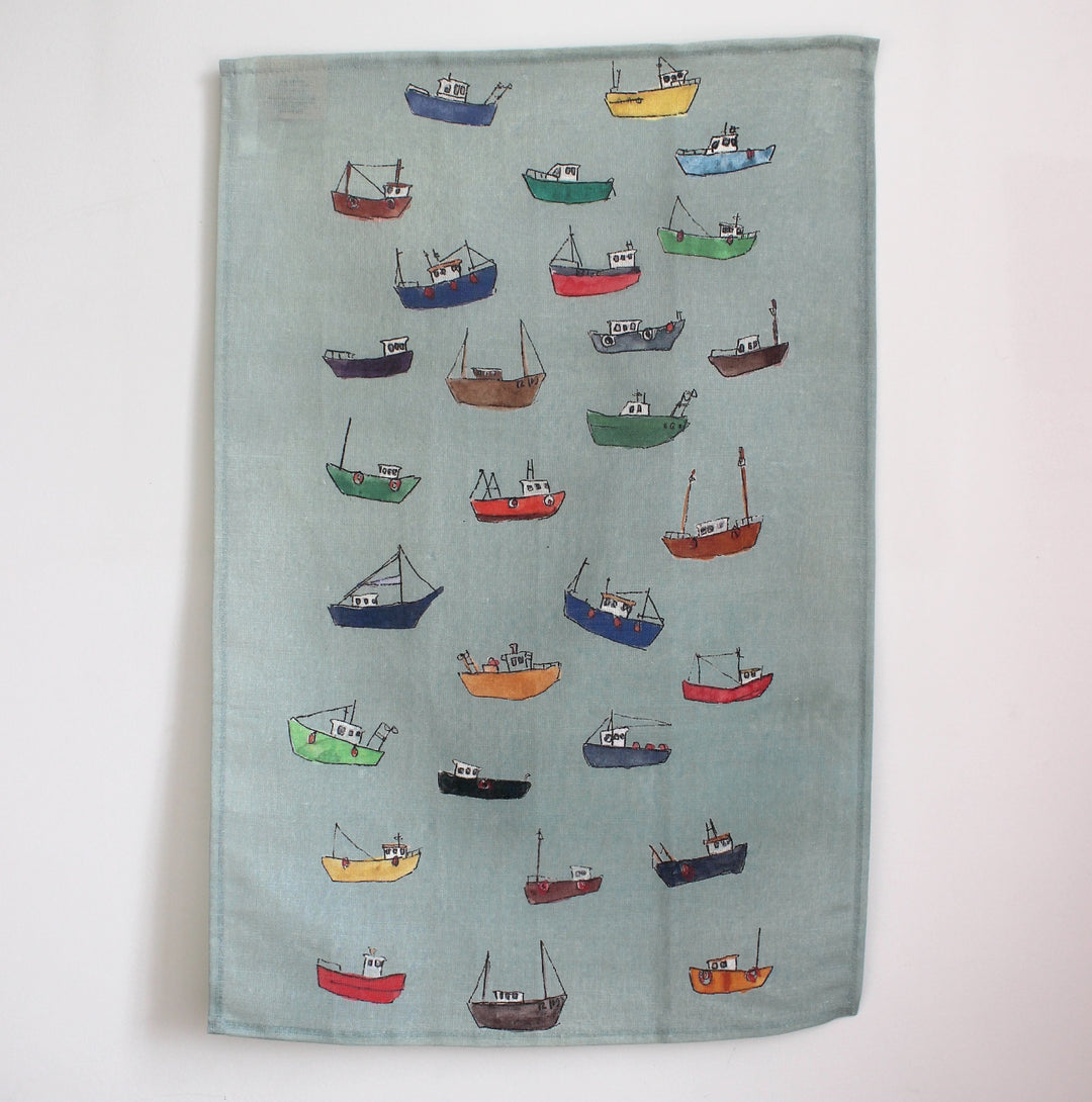 Bobbing Boats Linen/Cotton Tea Towel