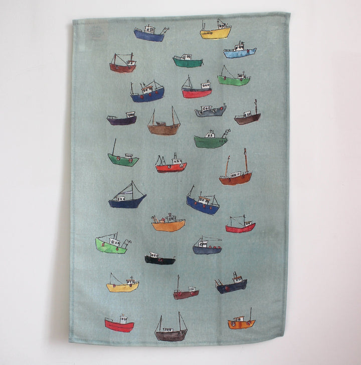 Bobbing Boats Linen/Cotton Tea Towel