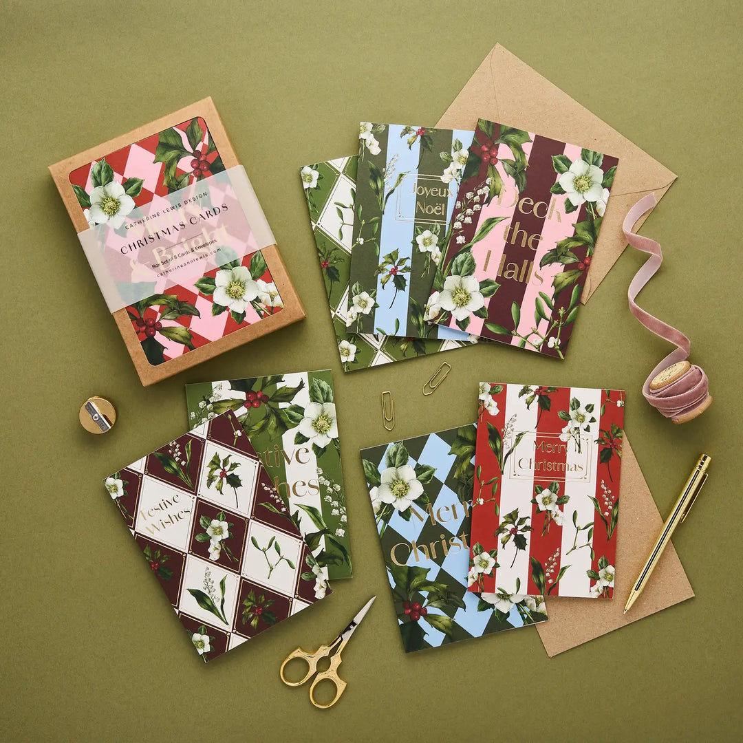 Carnivalesque - Box of 8 Luxury Botanical Christmas Cards