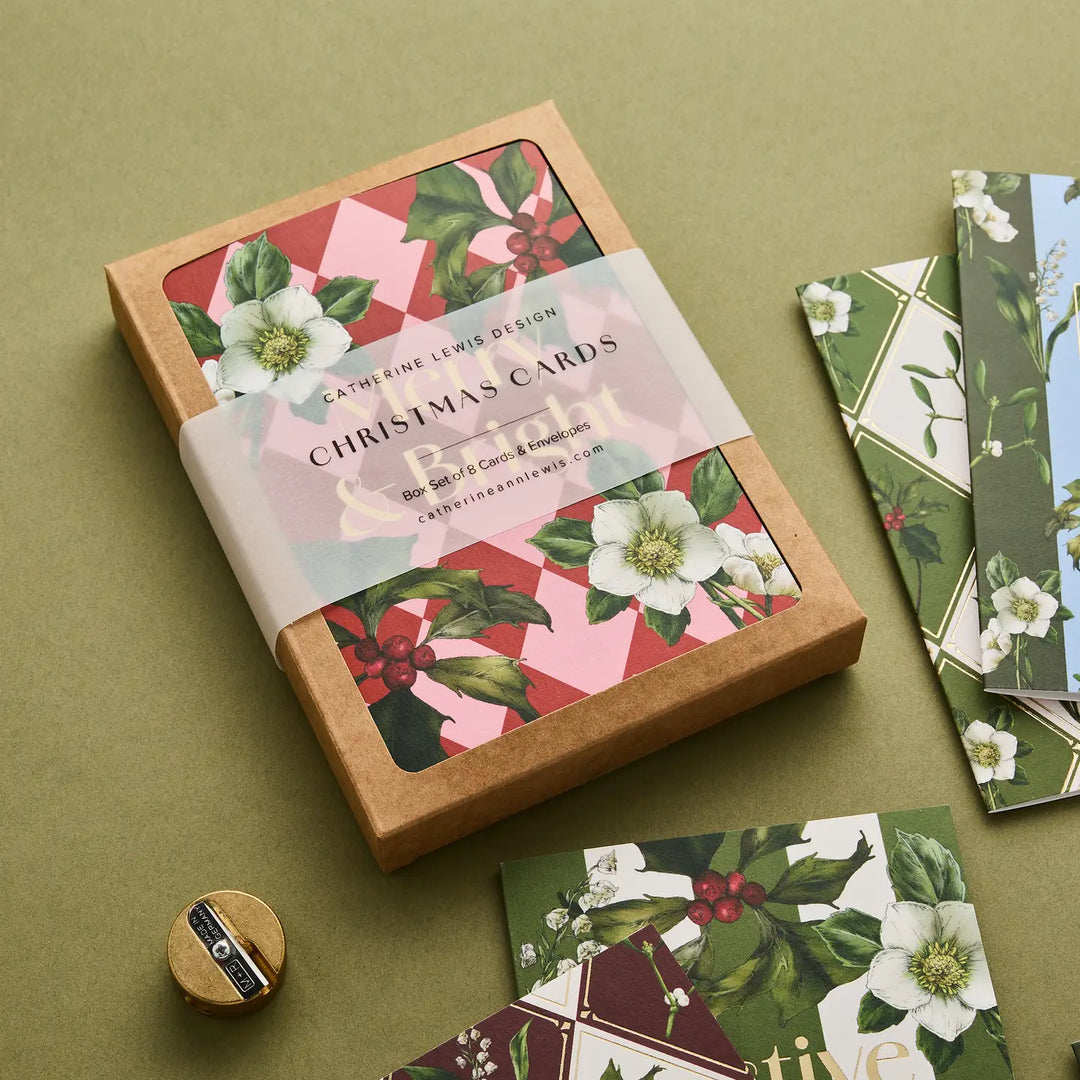 Carnivalesque - Box of 8 Luxury Botanical Christmas Cards