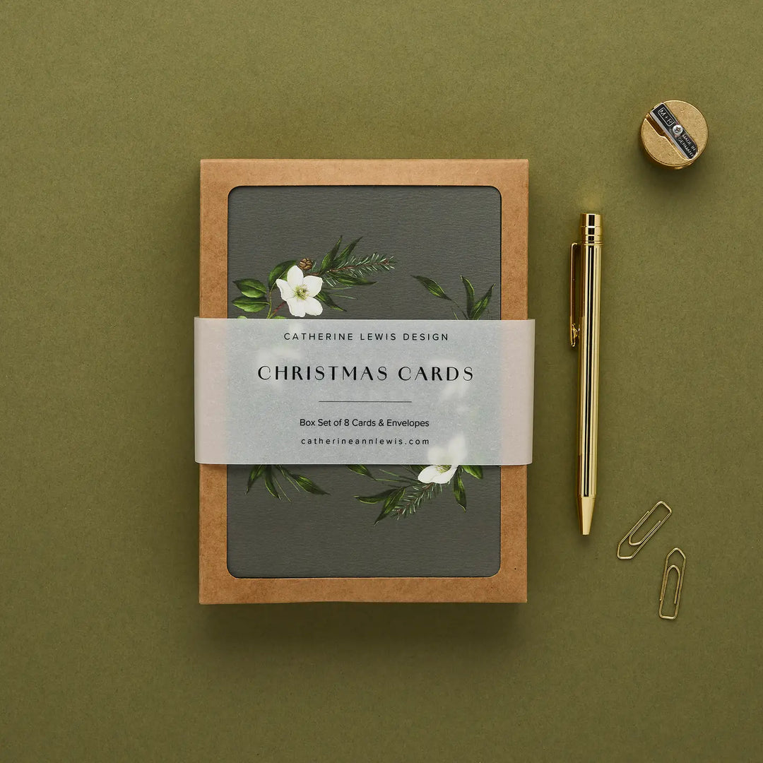 Festive Foliage - Box of 8 Luxury Botanical Christmas Cards