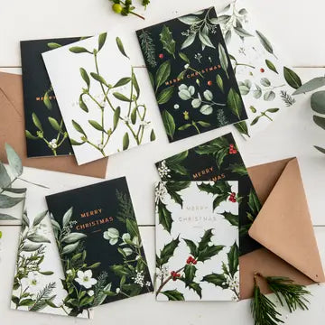 Greenery - Box of 8 Luxury Botanical Christmas Cards