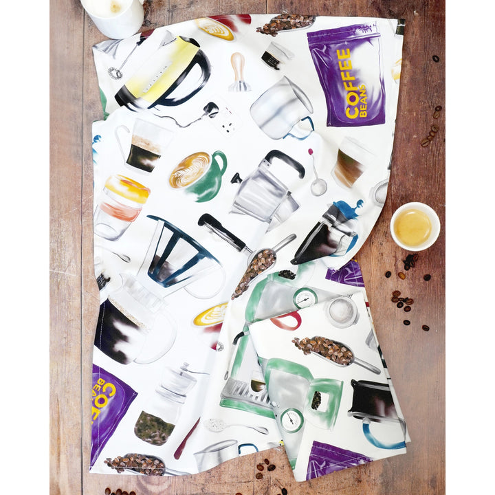 But First, Coffee Tea Towel by Corinne Alexander