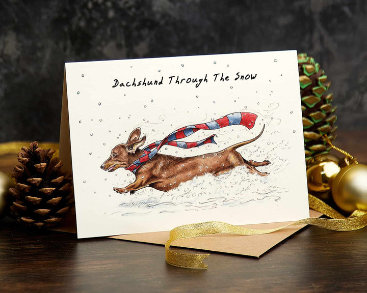 Dachshund Through The Snow Christmas Greetings Card