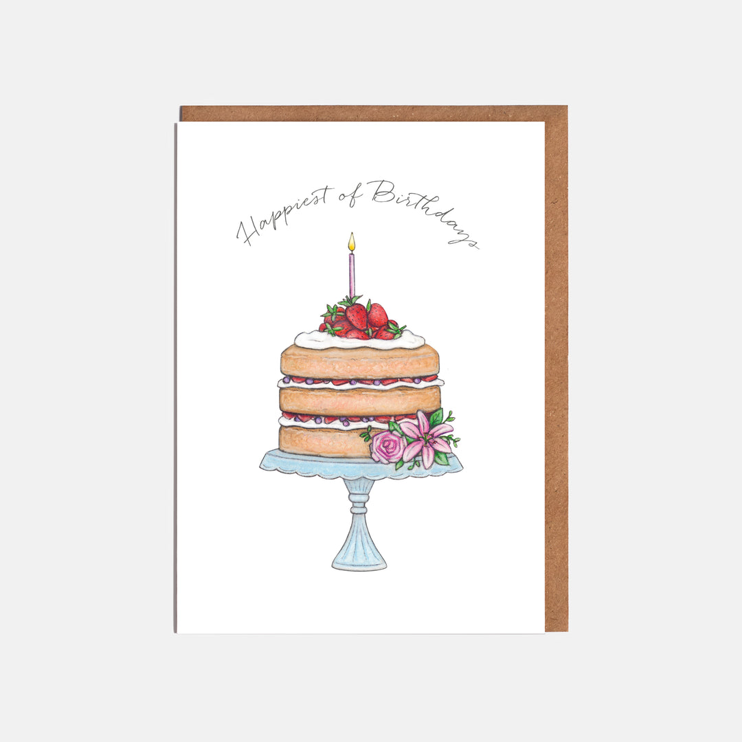 'Happiest of Birthdays' Three Layer Sponge Cake Card