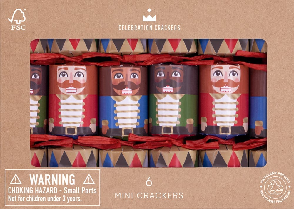 Mini Nutcracker 6in Christmas Crackers Box of 6