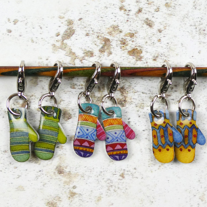 Mittens Set of 6 Crochet Stitch Markers in a Mittens Pocket Tin