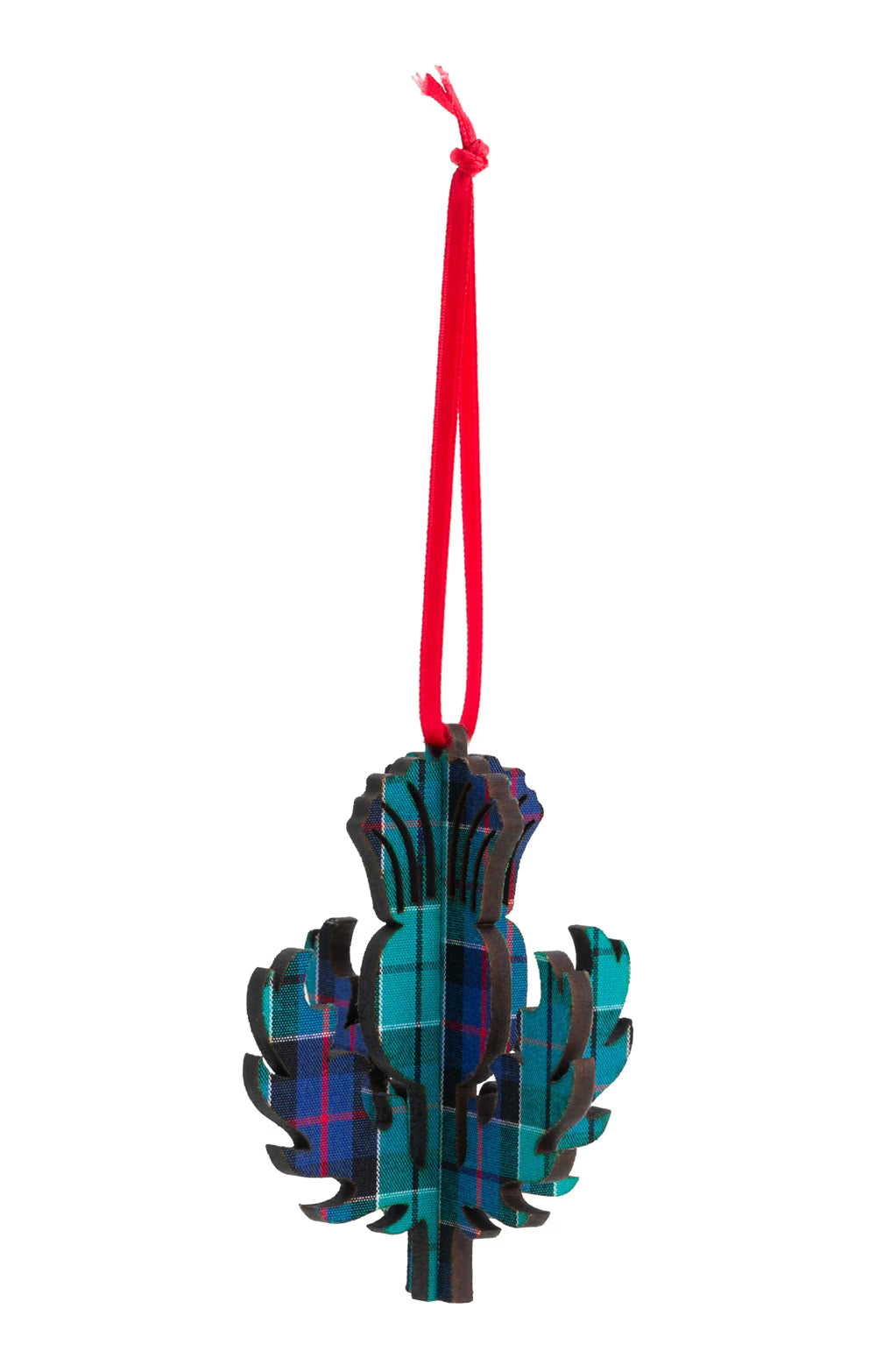 3D Thistle Wooden Decoration - Highland Check