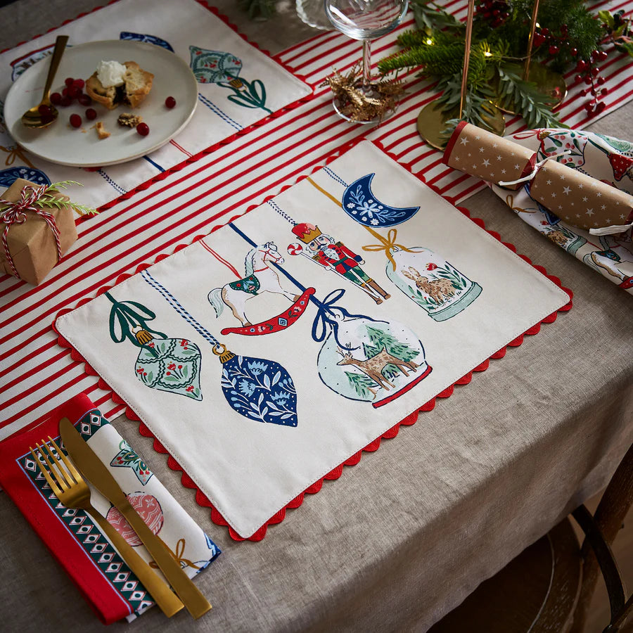 Christmas Ornaments Set of 2 Cotton Placemats