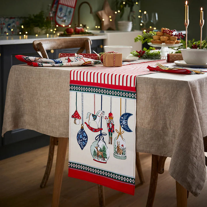 Christmas Ornaments 90-inch Cotton Table Runner