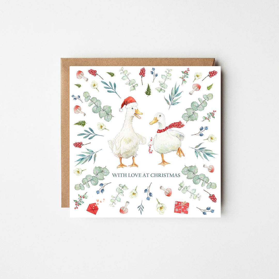 Candy Cane Ducks Christmas Card