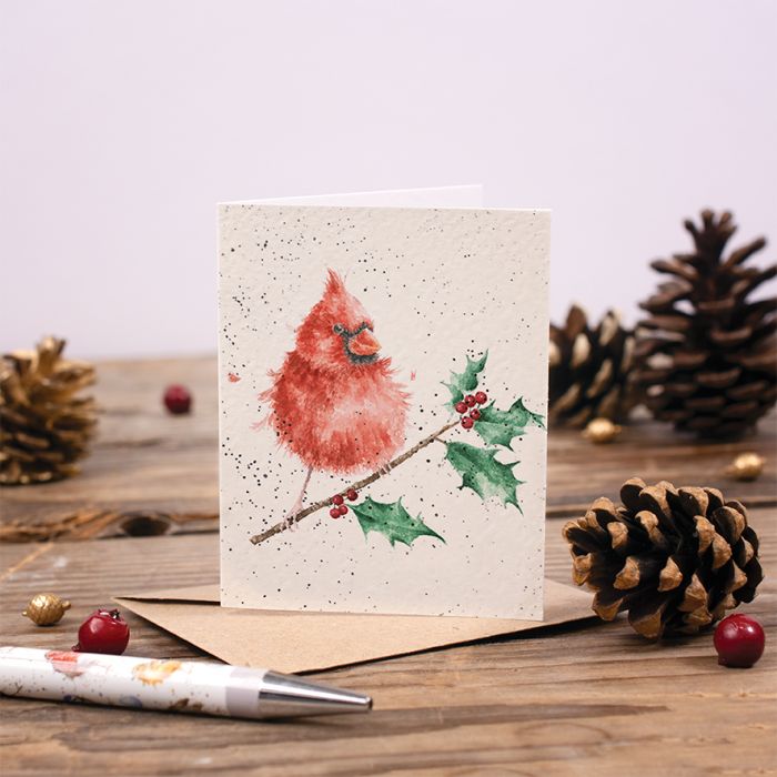 'Merry and Bright' Cardinal Gift Enclosure Card