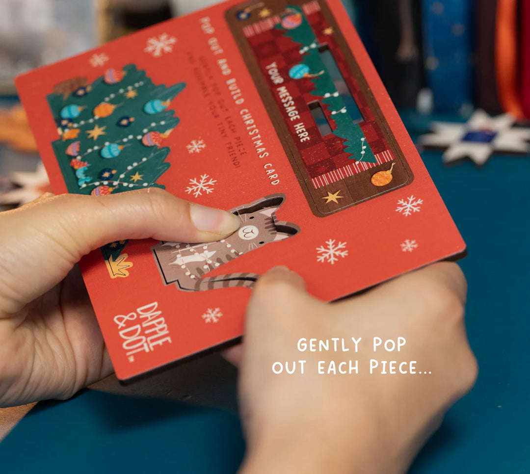 Cat & Fallen Christmas Tree Pop Out Card