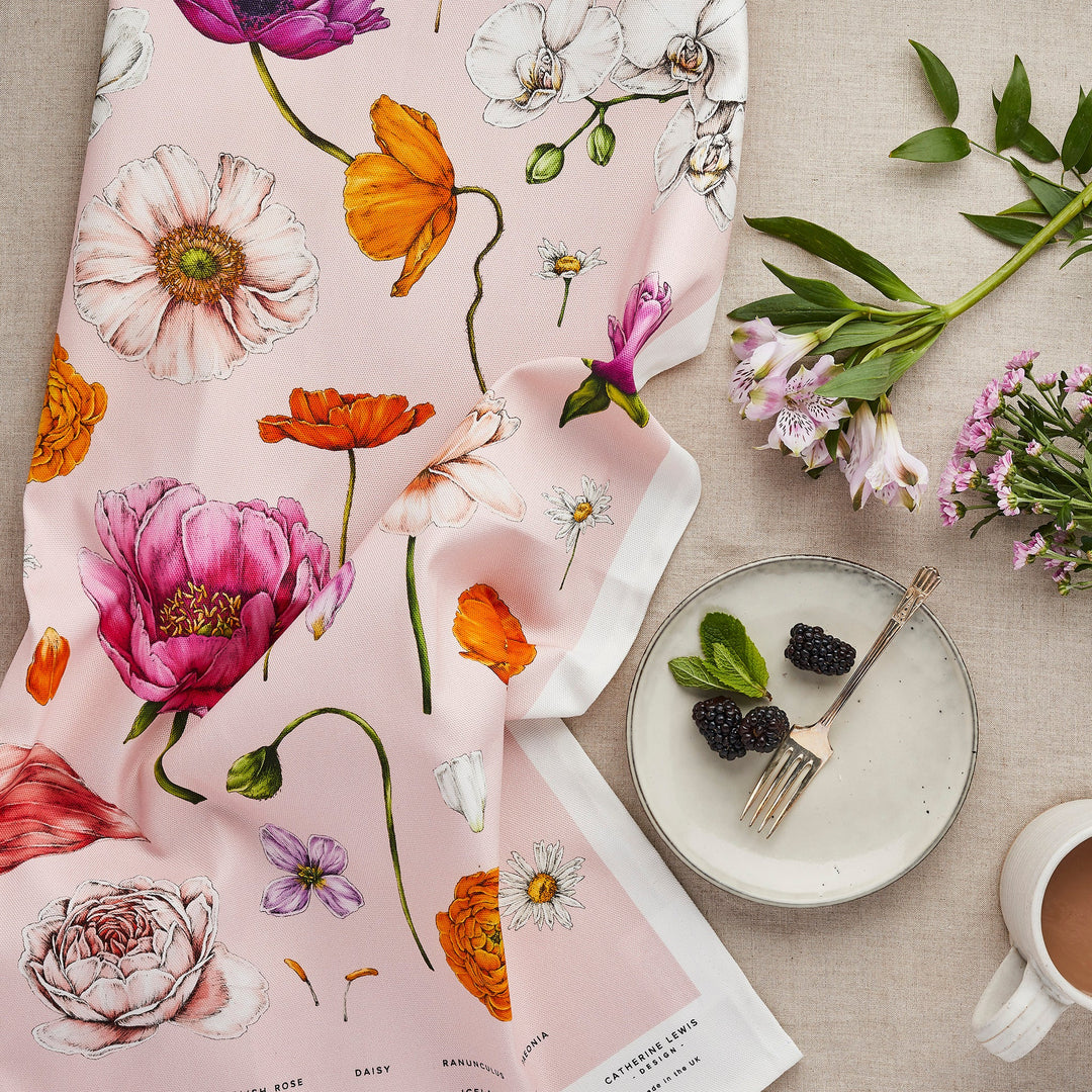 Floral Brights Tea Towel - Pink