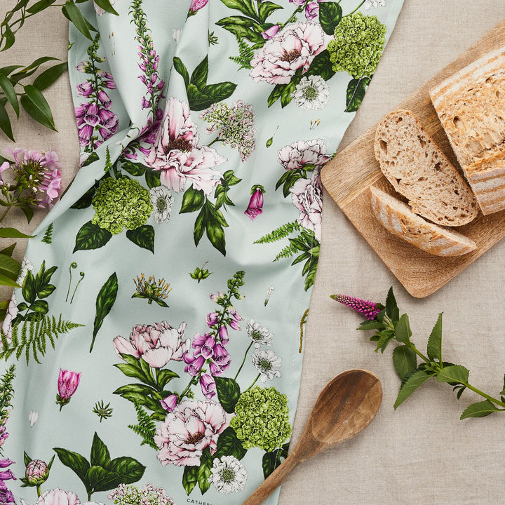 Summer Garden Tea Towel - Light Green