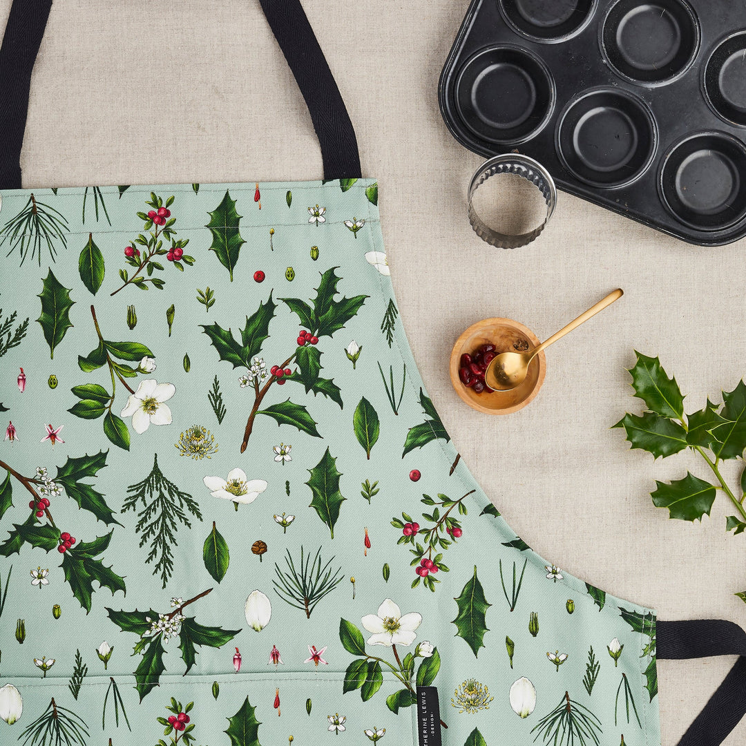 Berry Mix-Christmas Apron-Green