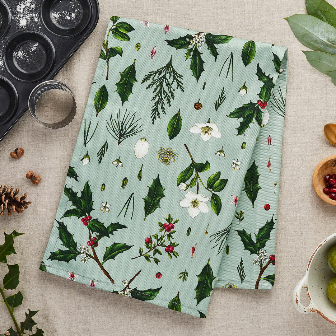 Berry Mix - Christmas Tea Towel - Green