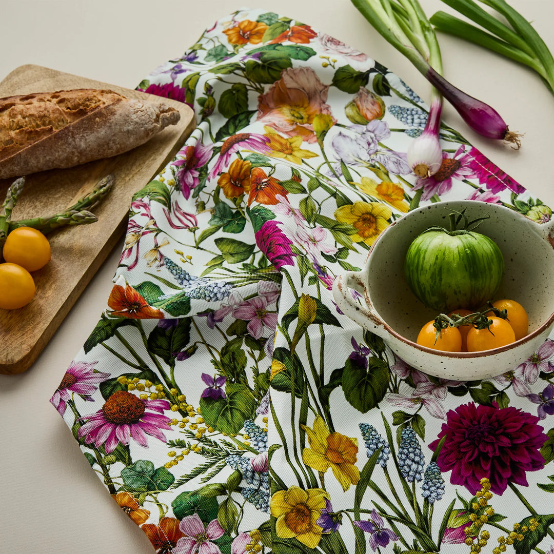 Bountiful Blooms Tea Towel - Ivory