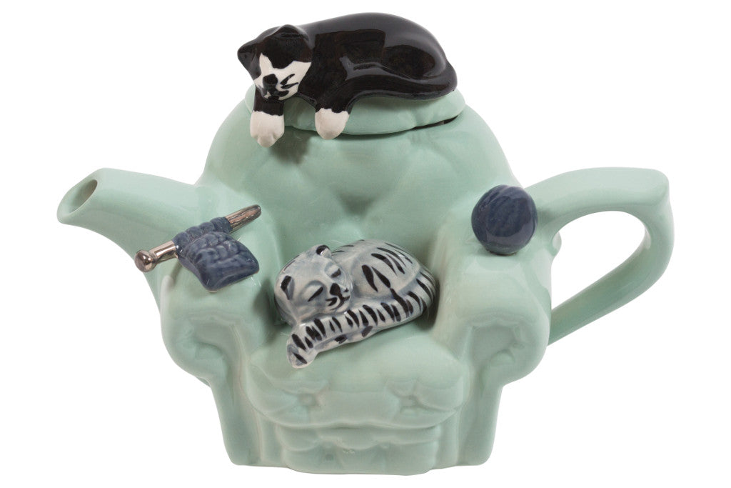 Cats Chair One Cup Teapot Green