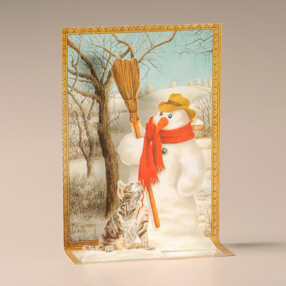 Snowman & Cat 3D Christmas Card