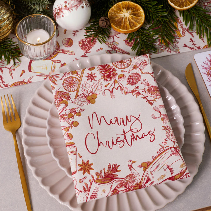 Christmas Wreath Napkins - Set of 4