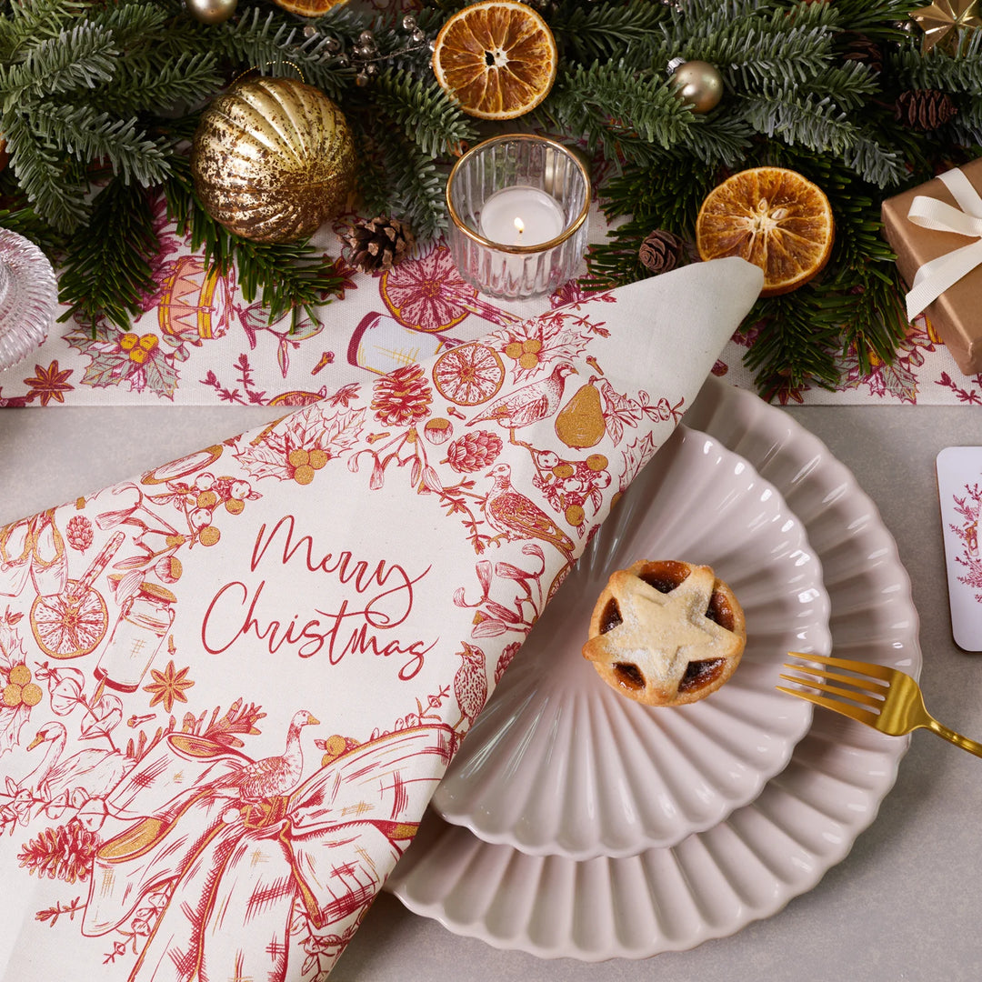 Christmas Wreath Napkins - Set of 4