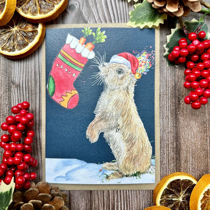 Christmas Bunny Eco Friendly Art Card