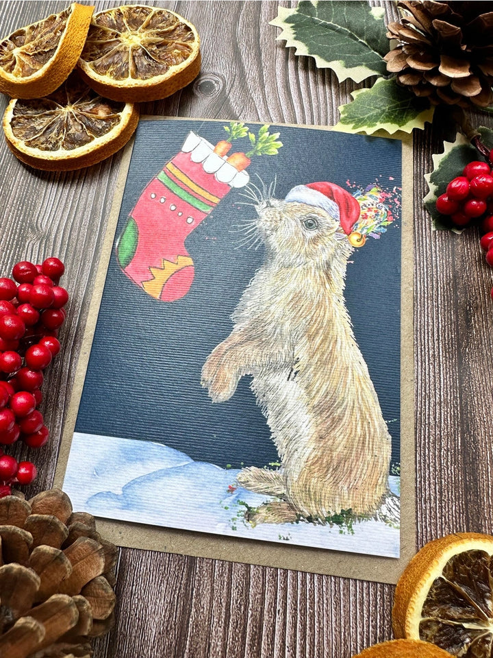 Christmas Bunny Eco Friendly Art Card