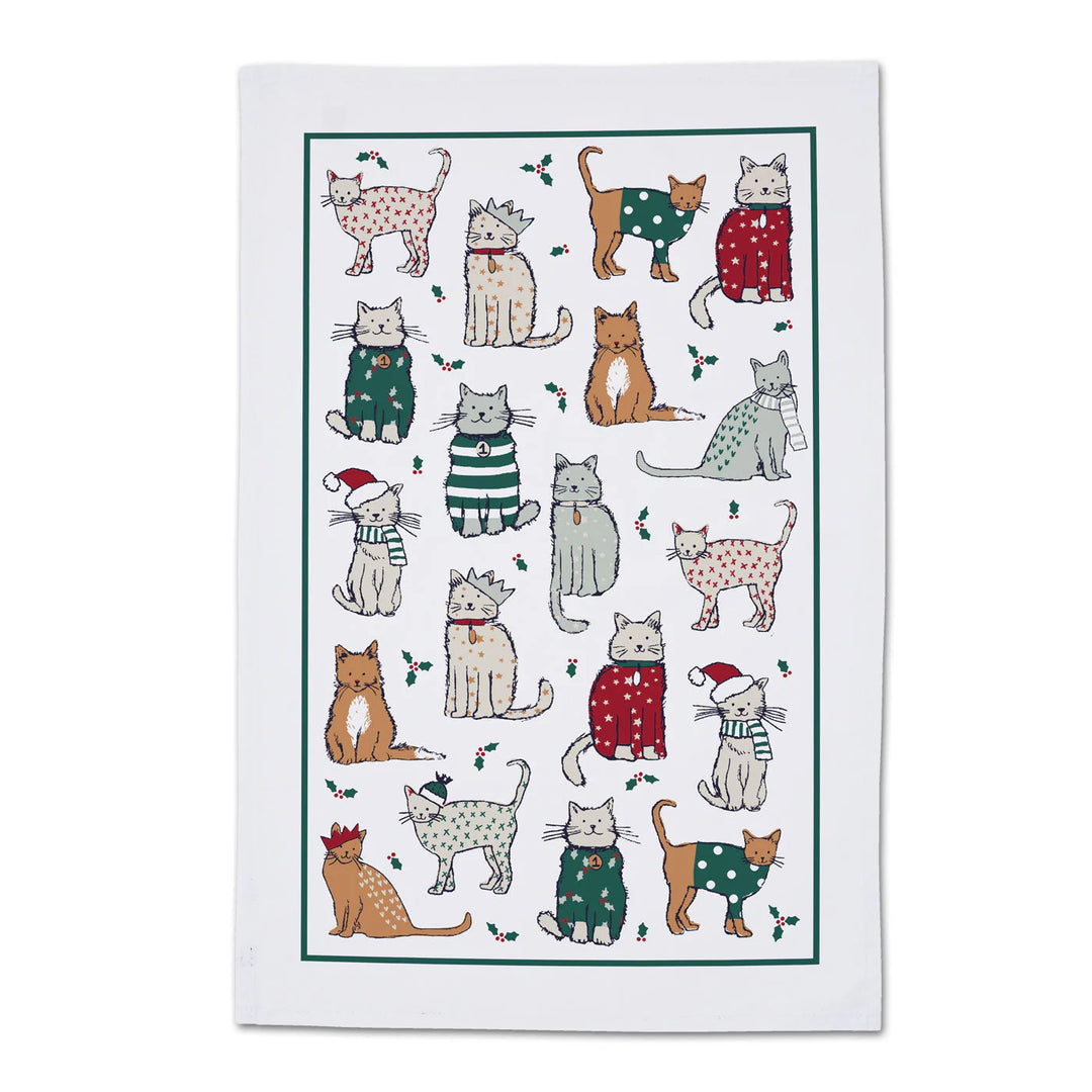 Christmas Kitties Tea Towel