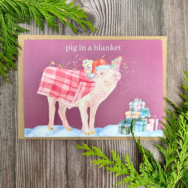 Christmas Pig Eco Friendly Art Card