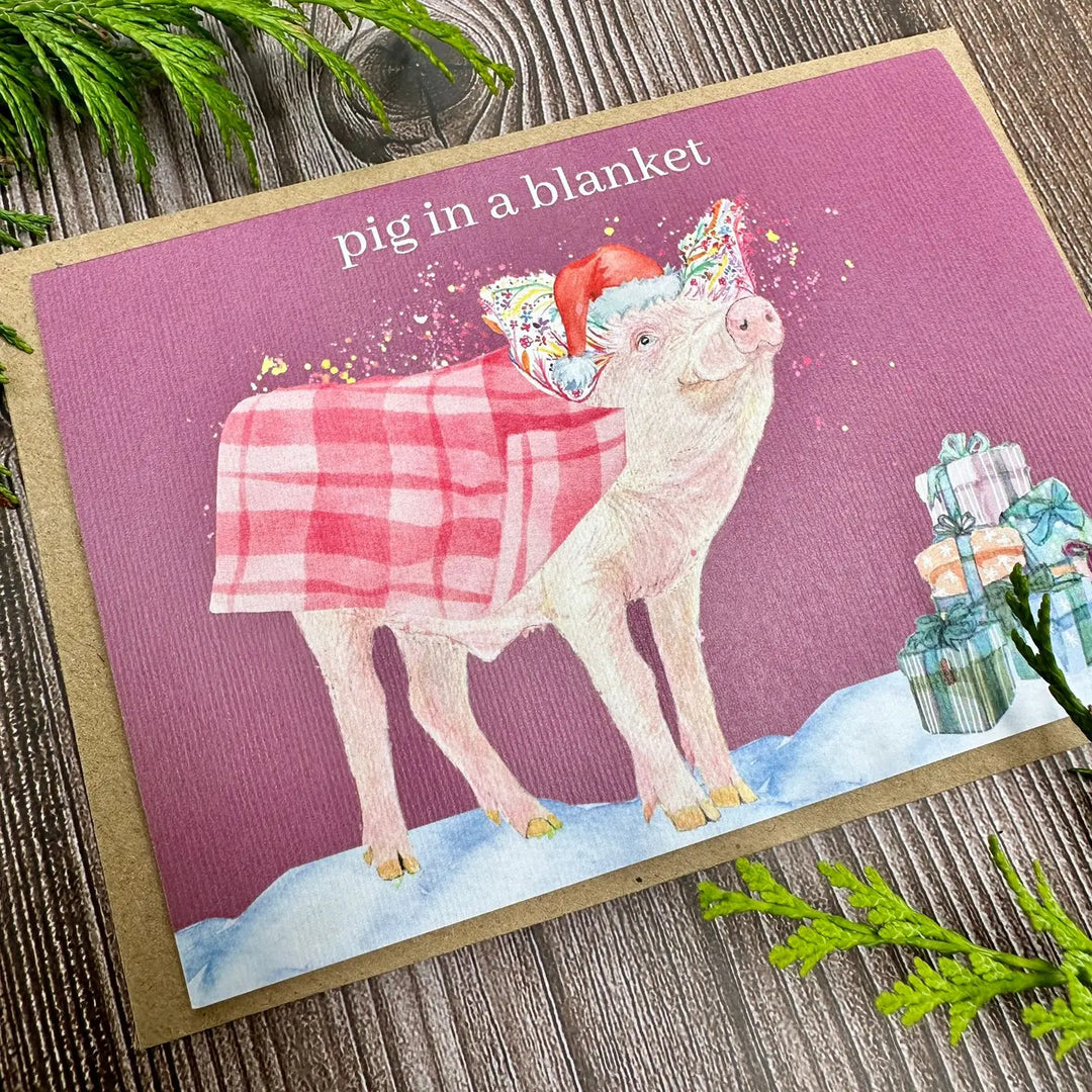 Christmas Pig Eco Friendly Art Card