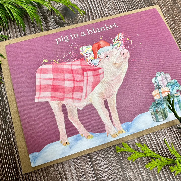 Christmas Pig Eco Friendly Art Card